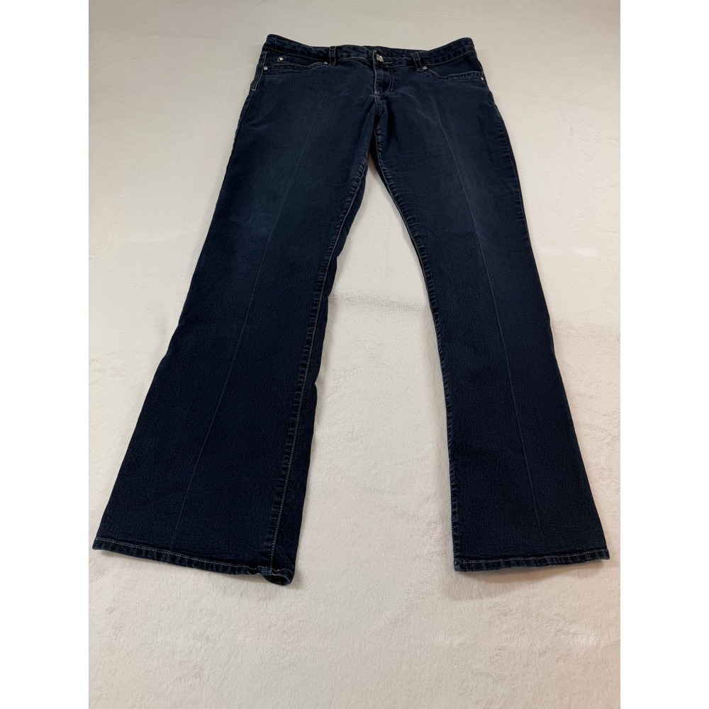 KUT from the Kloth Flare Jeans Womens 14 Dark‎ Blue Excellent Rhinestone Button